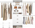 Besiost 96'' Closet Organizer System with 3 Hanging Rods, 8FT Closet Organizers and Storage with 3 Wooden Drawers, Built in Closet Organizer Systems, Adjustable Walk-in Wardrobe from 5-8FT, White