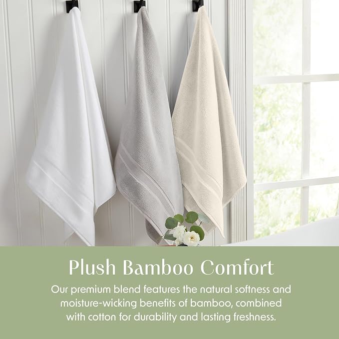 Luxury Bamboo Rayon Oversized Bath Towel Set | 2-Pack | Ultra Soft | Beige | 35% Bamboo Rayon - 65% Zero Twist Cotton | Absorbent Quick-Dry Towels for Bathroom | Ultra Soft | OEKO-TEX Standard 100