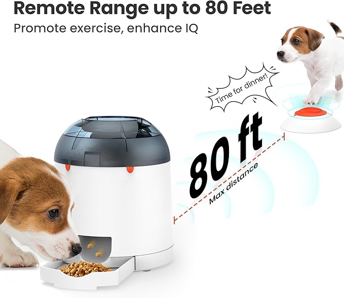 Potaroma Dog Puzzle Feeder Toy, Interactive IQ Training, Electronic Treat Dispenser, Automatic Rechargeable with Remote for Food Dispensing, All Breeds, 280ml Capacity (Pack of 2)
