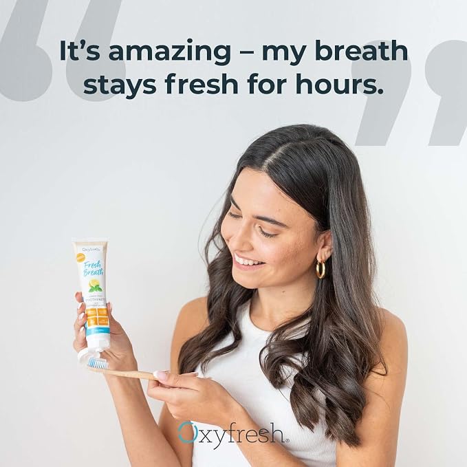Oxyfresh Premium Lemon Mint Fresh Breath Toothpaste to Help Fight Bad Breath, Anti Plaque & Tartar Control - Low Abrasion Gel, SLS & Fluoride Free Toothpaste with Essential Oils, 5oz (Pack of 2)