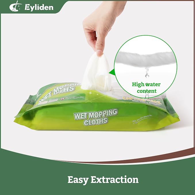 Eyliden Large Sweeper Mop, 16.5" Wide - Lock Tight Design No Lost Pads - 34 Disposable Dry & Wet Cloths, 58" Adjustable Handle, Dust Mops for Pet Hair, Hardwood Floors, Universal Refills