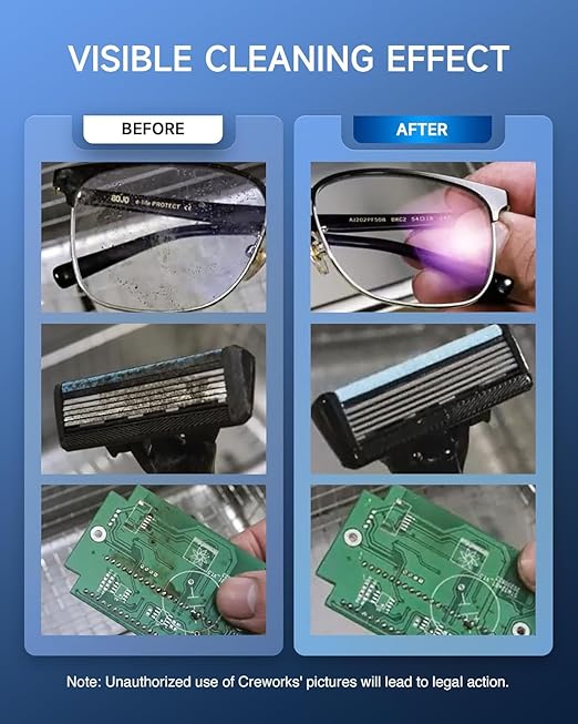 CREWORKS 10L Digital Ultrasonic Cleaning Machine with Heater & Timer, 240W Stainless Steel Ultrasonic Washing Machine, 2.6 gal Sonic Parts Cleaning Machine for Jewelry Glasses Auto Tool Machine Part