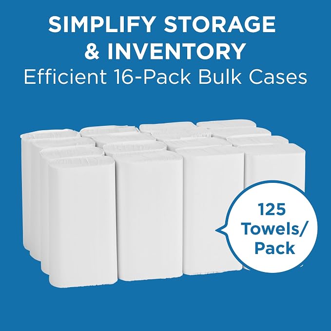 Pacific Blue Select by Georgia-Pacific PRO Multifold Premium 2-Ply Paper Towels, White, 3.2” Folded Width, 125 Towels Per Pack, 16 Packs Per Case, 21000 | 2-Ply Multi-Fold
