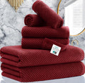 VOOVA & MOVAS 6PC Towel Set, 100% Cotton, Burgundy Red | 2 Large Bath 30x56 In, 2 Hand 18x28 In, 2 Washcloths 13x13 In, Soft, Quick Dry, Towel Gift Set