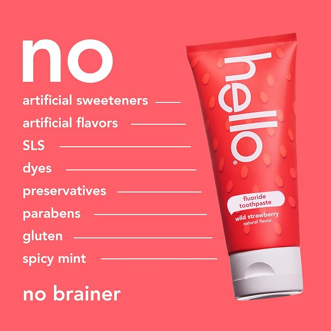 hello Kids Fluoride Toothpaste, Wild Strawberry, 3 Pack, 4.2 oz | For Kids Ages 2 and Up, Helps Prevent Cavities, Strengthens Enamel, Polishes and Brightens Teeth, Vegan, No SLS