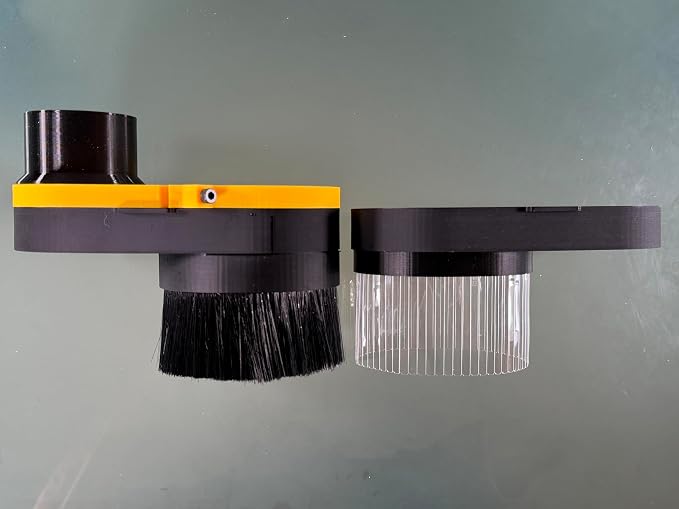 Extended Reach CNC Dust Shoe for Spindle, Clear + Brush Combo Dust Boot, Magnetic Quick-Release Split Base, 2-1/2” Vacuum Port, CNC Spindle/Router Dust Collection (72mm Dia.)