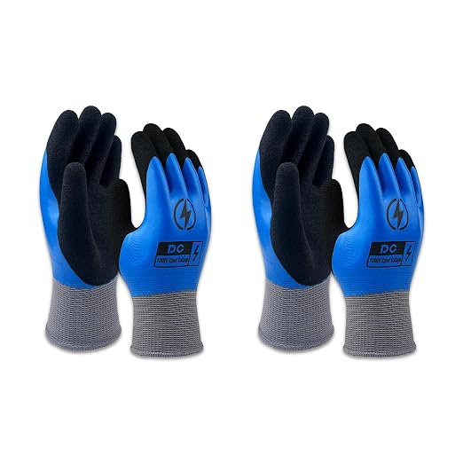 DongChu 2 Pairs Insulated Electrician Gloves 1000V Voltage Resistant Flame Retardant Work Gloves, Electrical Rubber Non-slip Texture Design for Electricians Prevent Shock