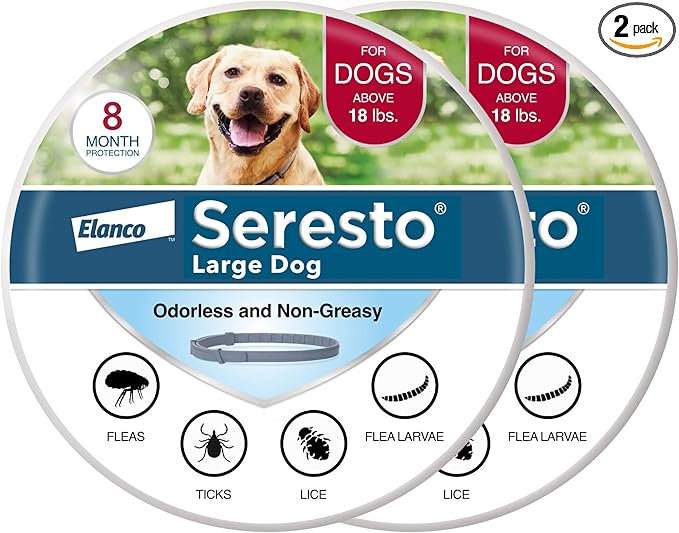 Seresto Large Dog Vet-Recommended Flea & Tick Treatment & Prevention Collar for Dogs Over 18 lbs. | 2-Pack