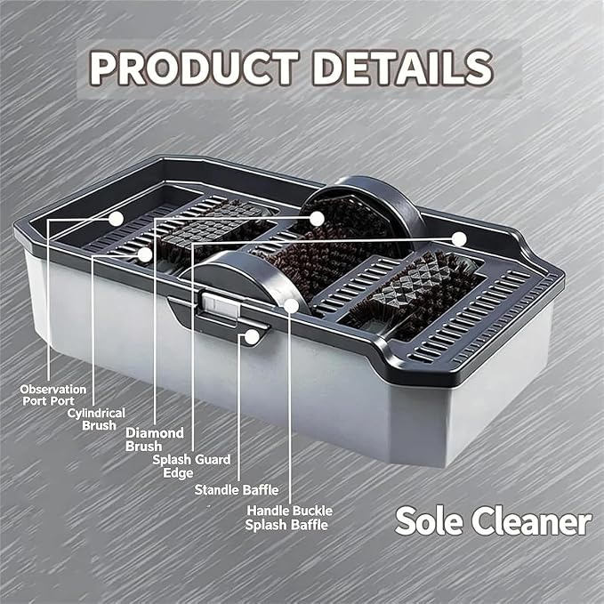 Car Washing Shoe Sole Cleaner Machine with 3 Scrub Brushes & 1 Absorbent Drying Mat, Detachable Boot Scrubber for Mud, Dirt, Workshop, Commercial Entrances, Por