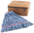 Matthew Cleaning 24oz Heavy Duty Mop Head Commercial Replacement for General and Floor Cleaning , Wet Industrial Blue Cotton Looped End String Head Refill (Case of 12) Blue