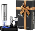 Electric Wine Opener Set with Base and Accessories (Rechargeable Stainless Steel Corkscrew, Dispenser, Foil Cutter Tool, Stopper) | Lovers Gift for Housewarming, Birthday, Registry