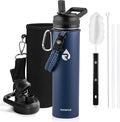RAYMYLO Insulated Water Bottle 24 oz, Triple Wall Vacuum Stainless Steel (Cold for 24Hrs, Hot for 12Hrs), Leak Proof & Non-BPA, Modern Water Flask Jug with Paracord Handle & Straw Spout Lids