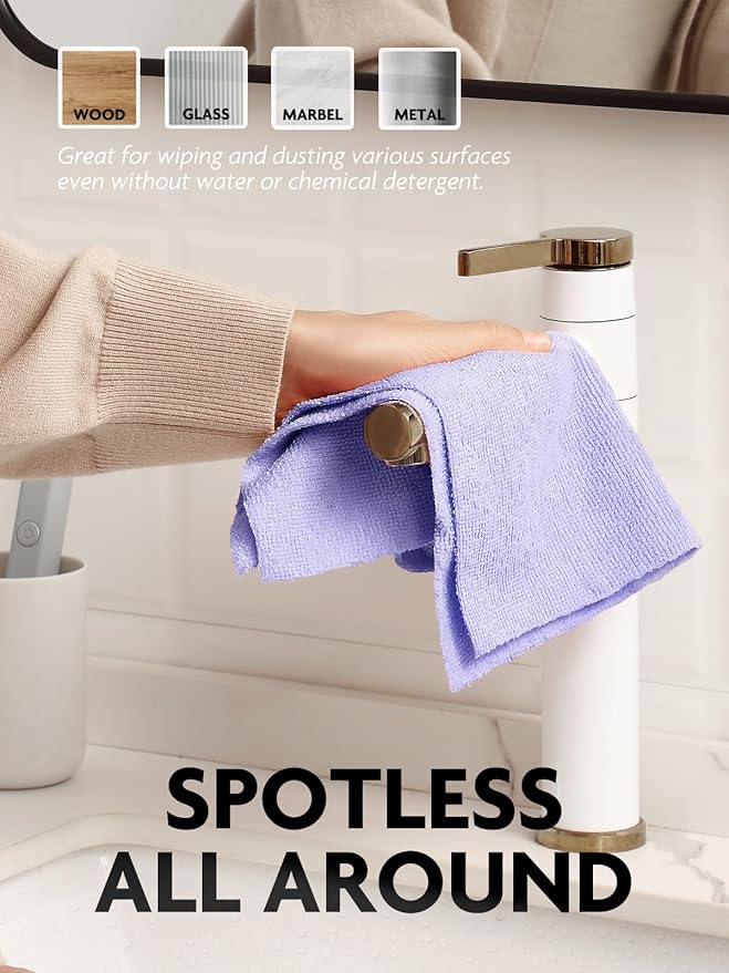 Fantasticlean Microfiber Cleaning Cloth Roll -75 Pack, Tear Away Microfiber Towels, 12" x 12", Reusable, Washable, Scratch Free, Ultra Absorbent Dishcloth for All-Around Cleaning Supplies (Lavender)