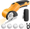 Tanson Cordless Electric Scissors Cardboard Cutter 4V Mini Rechargeable Box Cutter Tool with 4 Blades & Safety Lock & LED Light & Storage Case for Cutting Fabric Carpet Carton Plastic Leather Paper