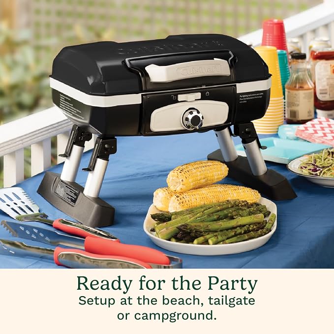 Cuisinart Gas Grill, Petite Gourmet, Foldable Design with Handle, 5,500 BTU