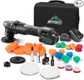 BATOCA S4 Cordless Multi-Polisher-Set, with 2Pcs 12V 2.5Ah Batteries, RO&DA Car Buffer Polisher, 1&3inch Mini Brushless Polisher for Car Detailing, Carbon Style
