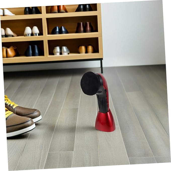 Electric Shoe Polishing Brush Set with Replacement Brush Head | Red 710 Model, Plug-in and Battery Dual Power, Fiber Sponge Plastic Build, for Office Travel Use