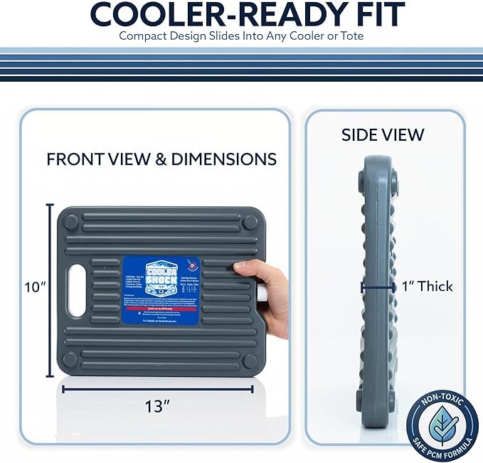 Cooler Shock Ice Packs for Cooler, Reusable, Long Lasting, Cold Freezer Packs for Coolers, Lunch Bags & Totes to Keep Food Fresh