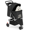 DUMOS 3 Wheels Pet Stroller for Small Dogs and Cats – Foldable Dog Stroller with Mesh Windows, Storage Basket & Cup Holder, Lightweight & Durable Pet Carrier for Travel, Outdoor Use – Black