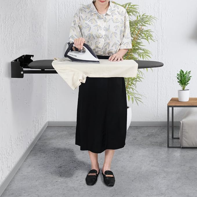 Duwee 12"×36" Wall Mounted Ironing Board,Folding Door Moutnted Iron Board | Heat Resistant Cover,Compact Wall Mount Foldable Ironing Board for Small Spaces