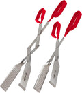 Grill Tongs for Steaks - 2-Pack Gift Set - 17" & 13" Professional Kitchen and Outdoor Grilling Utensil Set (Red)