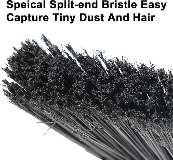 4PCS Heavy Duty Broom, Broom for Sweeeping Indoor and Outdoor, Angle Broom with Long Pole, Outdoor Broom for Courtyard/Garages/Slidewalk, Indoor Broom for Kitchen Lobby Canteen Black