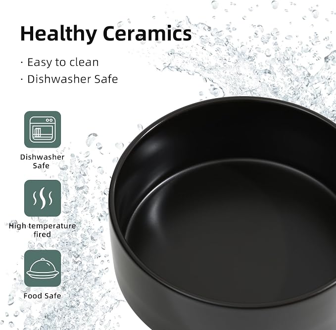 Havniva Ceramic Dog Bowls, 6.1” Dog Food and Water Bowl, Pet Feeding Bowl | Dog Food Bowl for Small Dogs, Food-Grade Ceramic, Dog Water Bowl with Non-Slip Rubber Base, Large Capacity, Dishwasher Safe