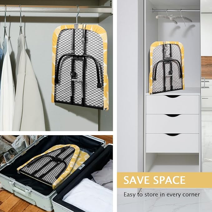 SheeChung Small Ironing Board 12"x32",Mini Ironing Board with Metal Mesh | Foldable,Tabletop,Hanging Hook,Cotton Cover,Heat Resistant Pad,Space Saving,Non-Slip Feet,Fits for Dorm Travel Sewing Room