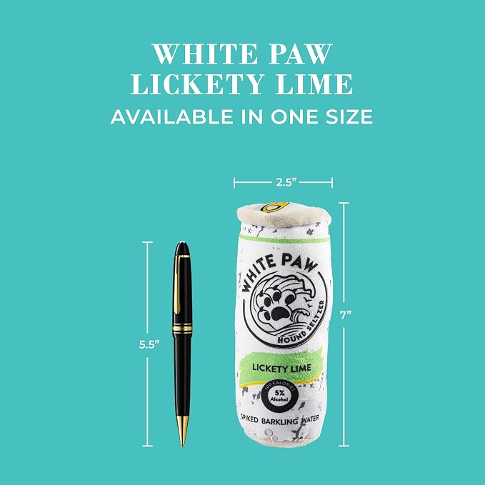 Haute Diggity Dog White Paw Lickety Lime, Plush Designer Dog Toys with Interactive Squeaker, Stimulating Pet Enrichment, Machine-Washable & Safe Materials for All Breeds, One Size