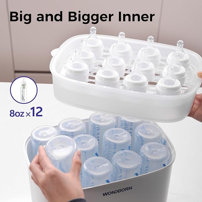 Bottle Sterilizer and Dryer, 99.999% Deep Sterilization, 6-min Rapid Disinfection, Up to 12 Bottles, HEPA Filter, All-in-One for Baby Bottles, Breast Pump Parts & Newborn Essentials