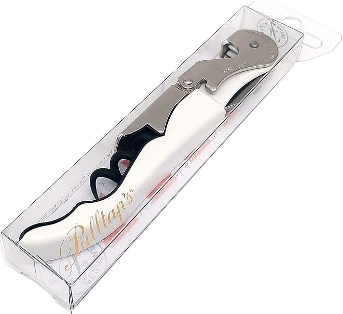 Pulltap's Genuine Classic 500 Waiter's Corkscrew – Double-Hinged Wine Key with Hinged Foil Cutter – Patented Design – Made in Spain – White (Blanco)