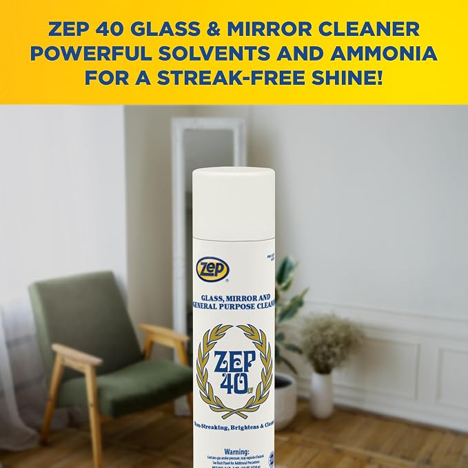 Zep 40 LV Non-Streaking Cleaner Aerosol - 18 Ounces (Case of 12) 322901 - Glass, Mirror, and General Purpose Cleaner - Available to Ship to All 50 States!