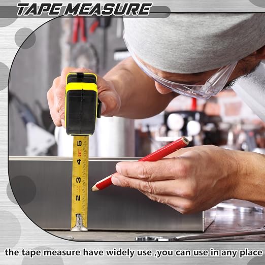 Youyole 10 Pack Tape Measure with Fractions 1/8 Steel Measuring Tape Retractable Easy Read Measurement Ruler Steel Power Blade (25 ft X 1 in,Yellow)