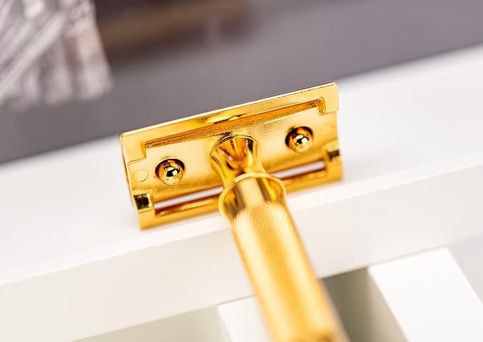 Merkur Classic 2-Piece Double Edge Safety Razor Gold Plated, 1 Count