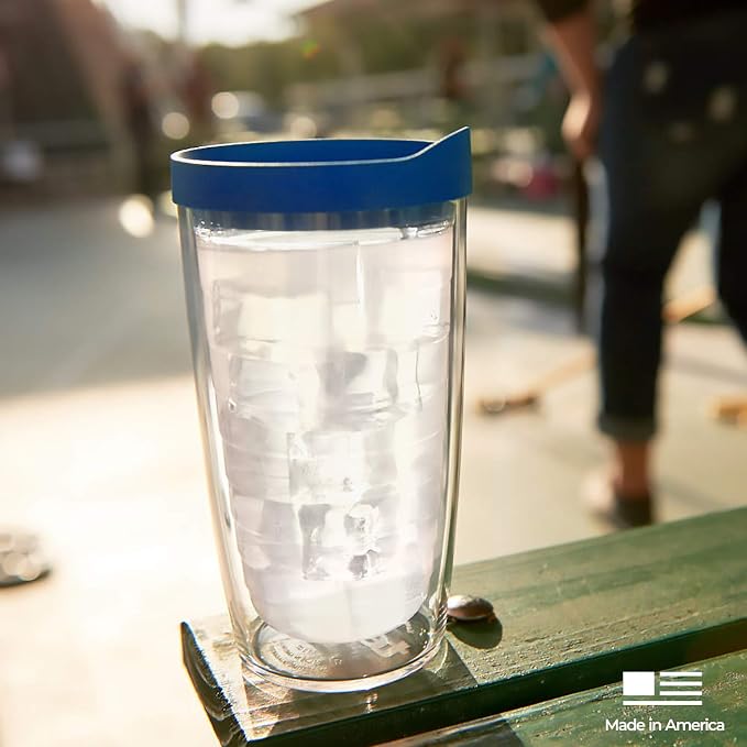 Tervis Clear & Colorful Tabletop Made in USA Double Walled Insulated Tumbler Travel Cup Keeps Drinks Cold & Hot, 16oz, Red | Made in USA, Double-wall Insulated, Shatterproof, BPA-Free, Dishwasher Safe, Fits Most Cupholders, Gifts under $20