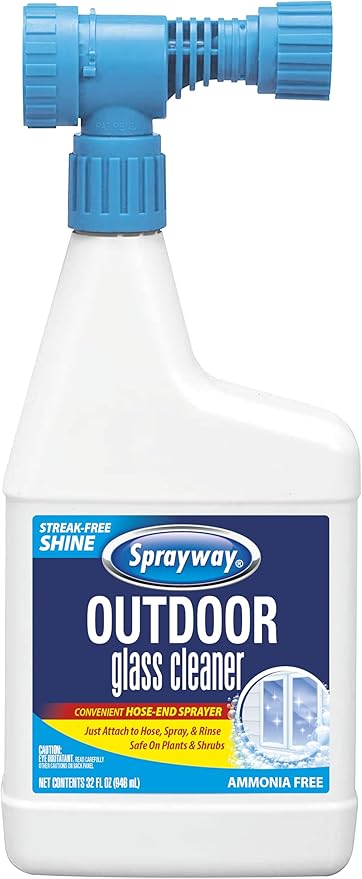 Sprayway Outdoor Glass Cleaner, 32oz, Pack of 6 | Streak-Free Shine, Foaming Action | Ideal for Windows, Patio Doors, and Outdoor Glass Surfaces