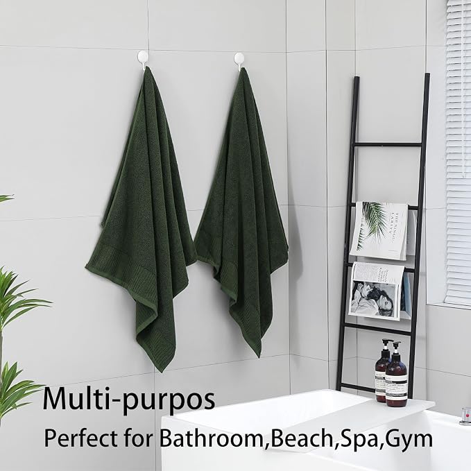 YTYC 27.5x55 Bath Towels Set,100% Cotton,650GSM,Olive Green,6-Pieces | Ultra Soft,Highly Absorbent, 2 Bathroom Towels,2 Hand Towels, 2 Washcloths, Towels for Bathroom, Gym, Spa,Pool
