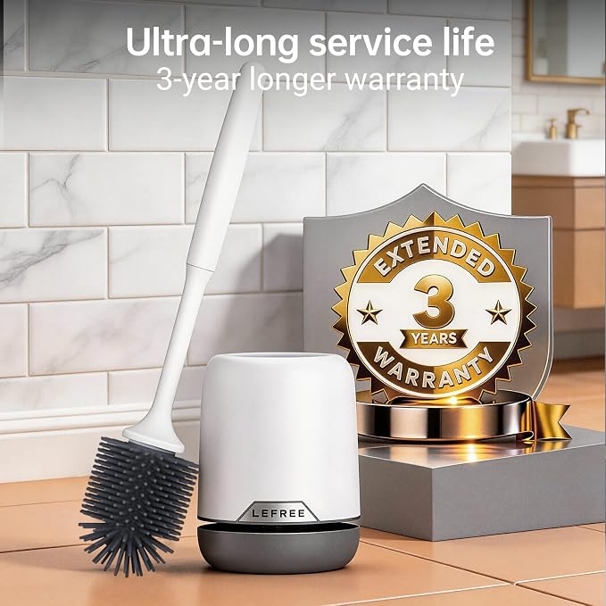 Lefree 2 Pack Silicone Toilet Brush Set with Ventilated Holder, Floor Standing & Wall Mounted Toilet Scrubber