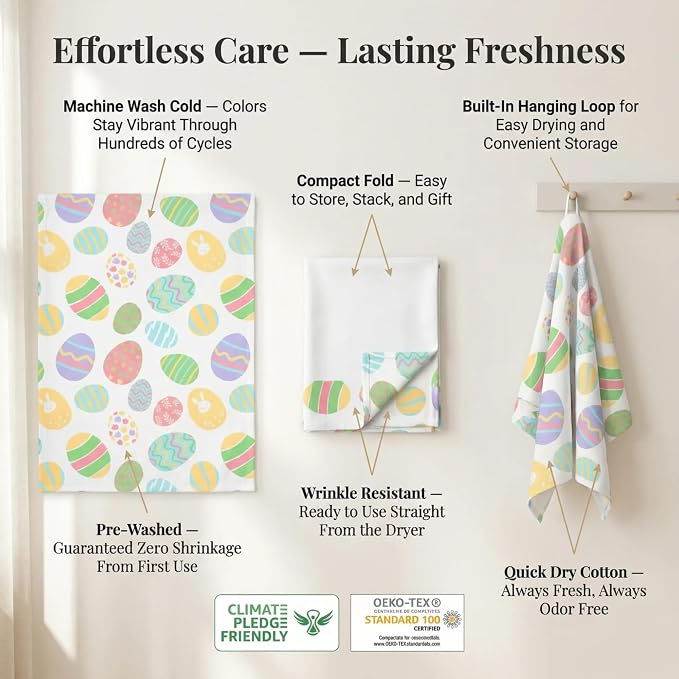 Urban Villa Kitchen Towels Cotton Dish Towels 20”x30” (Set of 6) Egg Print