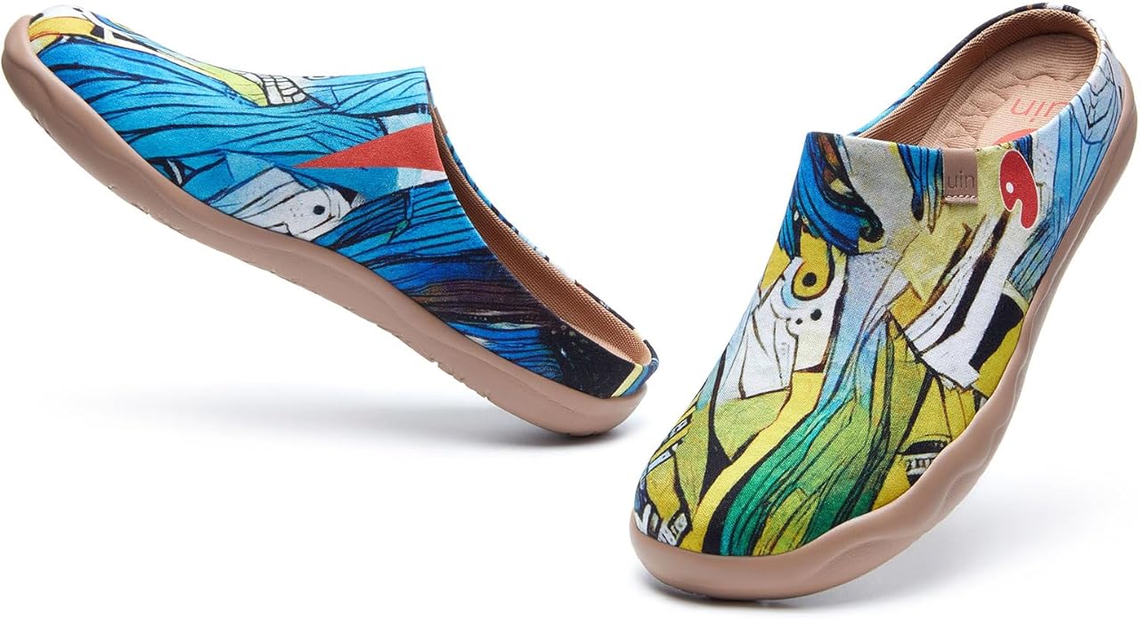 UIN Men's Mules Slipper Loafers Lightweight Mules Walking Casual Clogs Comfort Household Slip Ons Art Painted Travel Shoes Malaga Marine World