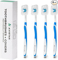 Avistar 4 Pack Toothbrushes for Adults - Individually Wrapped Medium Bristle Toothbrushes with Covers - Blue - Convenient & Affordable Dental Care for Travel, Hotels, Airbnb, Missions & More
