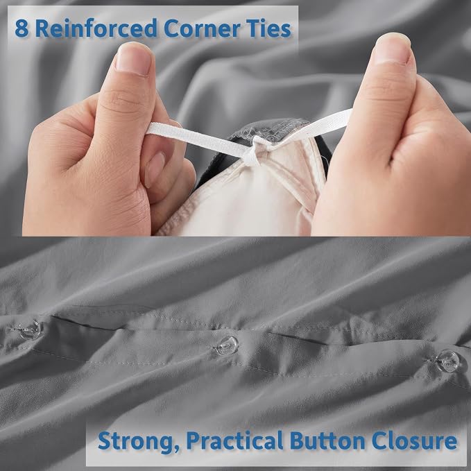 Nestl Grey California King Duvet Cover Sets - Soft Double Brushed Cal King Duvet Cover, 3 Piece, with Button Closure, 1 Duvet Cover 104x98 inches and 2 Pillow Shams