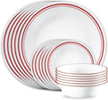Corelle Vitrelle 18-Piece Service for 6 Dinnerware Set, Triple Layer Glass and Chip Resistant, Lightweight Round Plates and Bowls Set, Logan