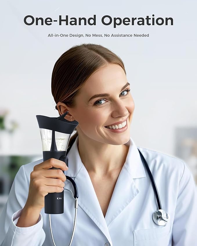 KAUGIC Manual Ear Wax Cleaner – Safe, Comfortable & Easy to Use Seamless One-Hand Operation, Dark Blue | Gentle Ear Irrigation Tool, Effortless Hand-Controlled Flow, Soft Silicone Tips, Comfortable Ergonomic Grip, FSA/HSA Eligible