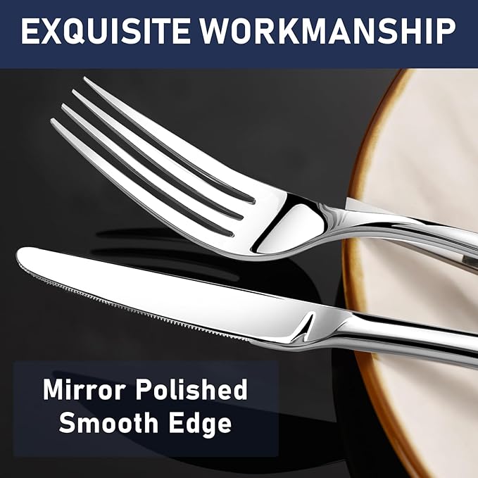 STILLOYE Heavy Duty Silverware Set for 8, 40 Piece Premium Stainless Steel Flatware Utensils Cutlery Set Including Steak Knife Fork and Spoon, Dishwasher Safe, Gift Package for Wedding Housewarming