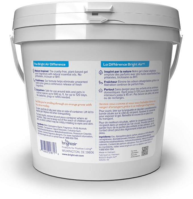 Bright Air 64 oz. Super Odor Eliminator, For Large Spaces, Mandarin Orange & Fresh Lemon, Case of 2, Odor Eliminator & Air Freshener, Natural Essential Oils, Lasts Up to 120 Days Each