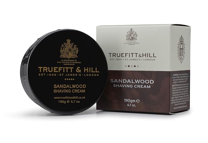 Truefitt & Hill Sandalwood Shaving Cream Bowl for Men, Fresh Classic scent, 6.7 oz.