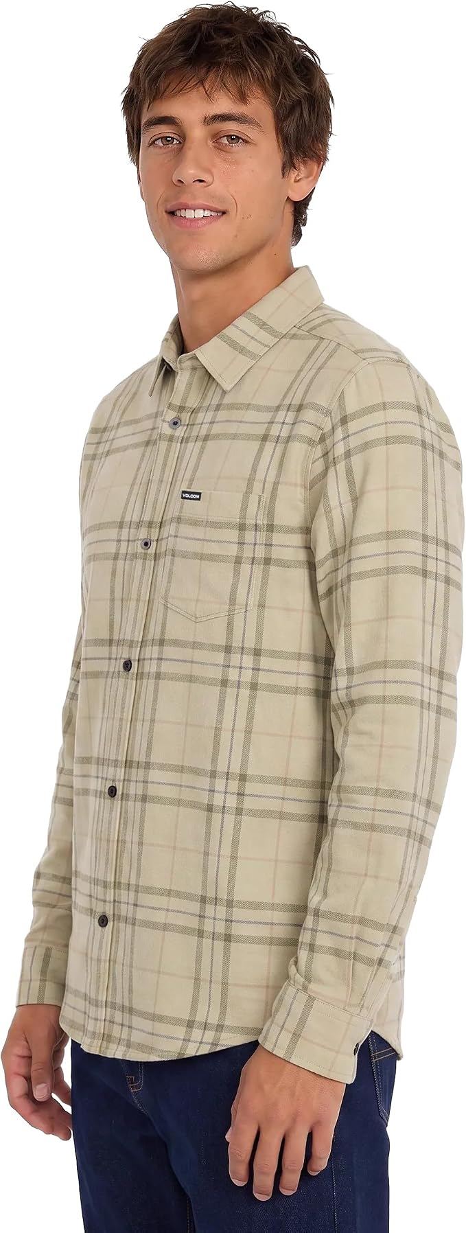 Volcom Men's Long Sleeve Flannel Shirt – Ultra-Soft Brushed Cotton Plaid Button Down