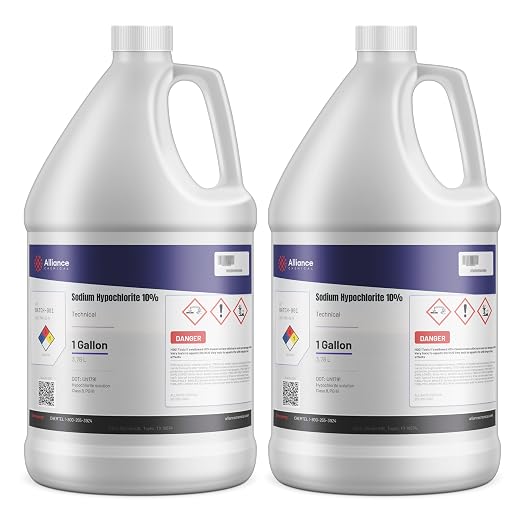 Alliance Chemical - Sodium Hypochlorite 10% - 1 Gallon - Water Treatment, Pool Treatment, Bleaching (NaOCl) | CAS 7681-52-9