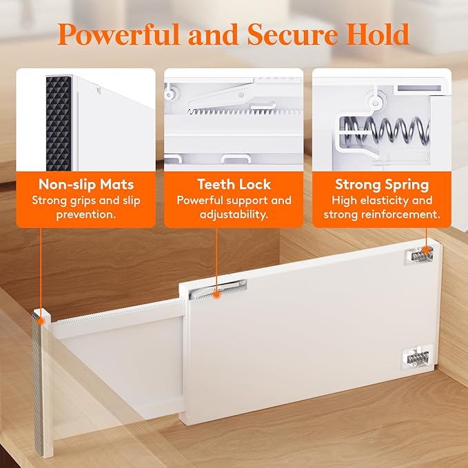 Lifewit 9 Pack 6" High Drawer Dividers 34-56cm/13.5-22" Adjustable Drawer Organizer for Clothes/Utensils, Expandable Drawer Separator in Dresser/Kitchen/Bedroom/Office Organization & Storage White